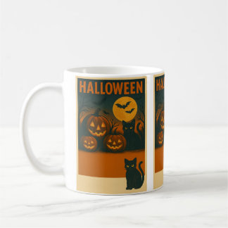 Halloween Black Cat & Pumpkin Tasse - Spooky Vinta