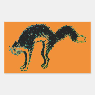 Halloween Black Cat Rectangle Sticker