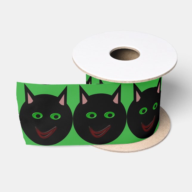Halloween Black Cat Ribbon Satinband (Spule)