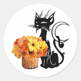 Halloween Black Cat Runder Aufkleber
