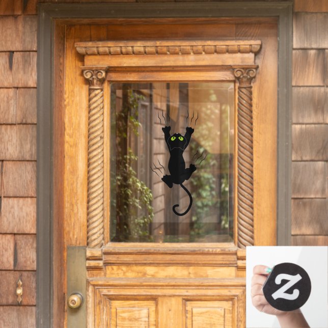 Halloween Black Cat Rutschglas Fensteraufkleber (Haustür)