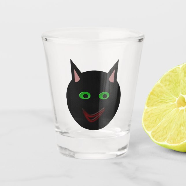 Halloween Black Cat Schnapsglas (Vorderseite)