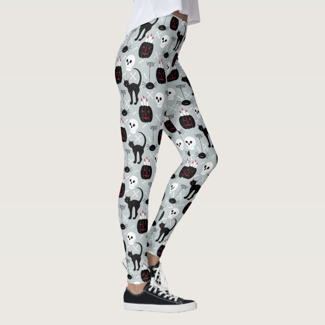 Halloween Black Cat Skull Leggings | Spooky Style (Rechts)