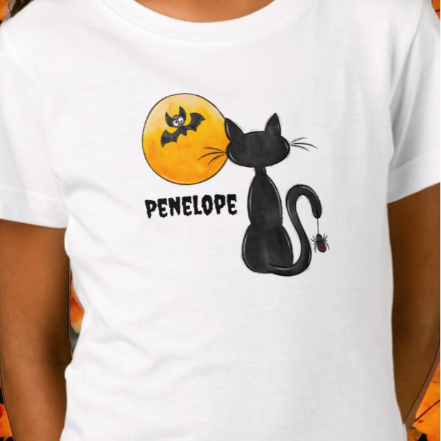 Halloween Black Cat Spider Bat Name Trick Leckerei T-Shirt (Von Creator hochgeladen)