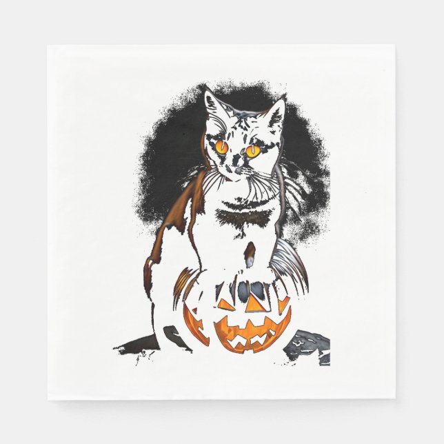 Halloween Black Cat Sticker1 Serviette (Vorderseite)