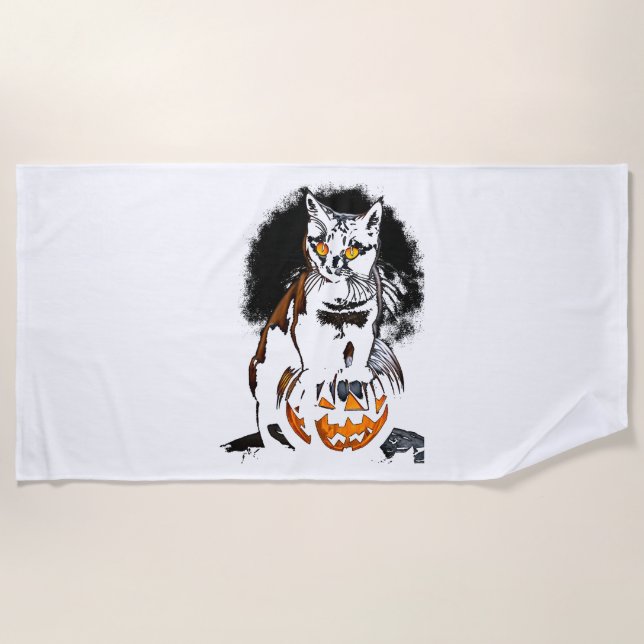 Halloween Black Cat Sticker1 Strandtuch (Vorderseite)