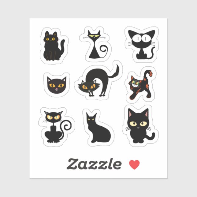 Halloween Black Cat Stickers Aufkleber (Blatt)