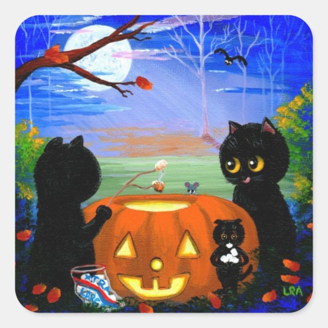 Halloween Black Cat Stickers Creationarts (Vorderseite)