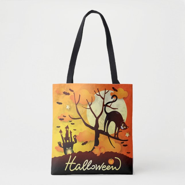 Halloween Black Cat Tasche (Vorderseite)