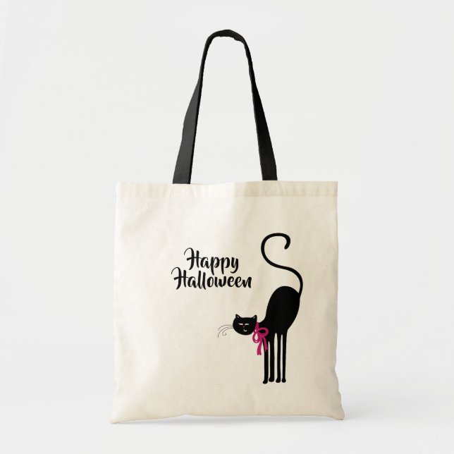 Halloween Black Cat Tragetasche (Vorne)