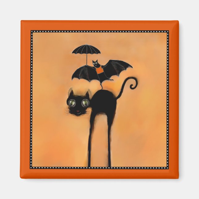 Halloween Black Cat und Acrobat Magnet (Vorne)