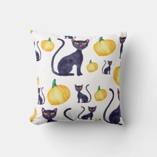 Halloween Black Cat und Orange Pumpkins Design Kissen