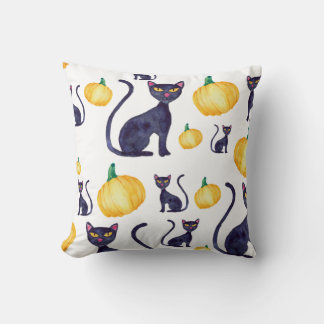 Halloween Black Cat und Orange Pumpkins Design Kissen