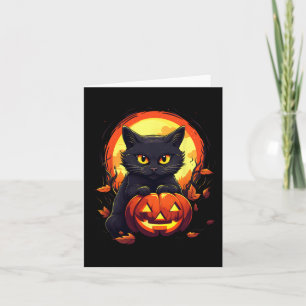 Halloween Black Cat und Pumpkin für Männer Frauen Karte