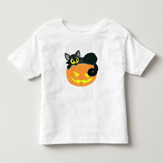 Halloween Black Cat und Pumpkin Kleinkind T-shirt (Vorderseite)
