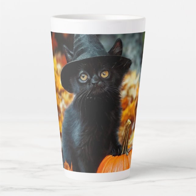 Halloween Black Cat und Pumpkin Milchtasse (Vorderseite)