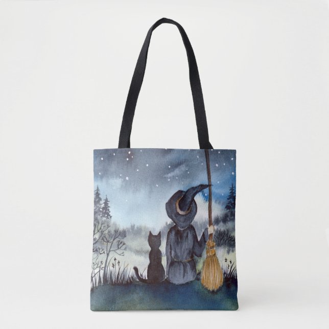 Halloween Black Cat und The Hexenkratzer Nacht Tasche (Vorderseite)