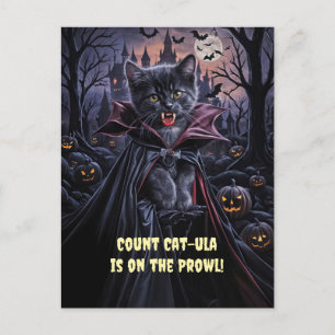 Halloween Black Cat Vampire Niedlich Funny Feiertagspostkarte