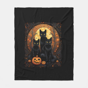 Halloween Black Cat Van Gogh Witch Kawaii Pumpkin Fleecedecke