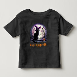 Halloween Black Cat Witz and Bats Kleinkind T-shirt