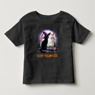 Halloween Black Cat Witz and Bats Kleinkind T-shirt