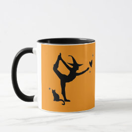 Halloween Black Cat Yoga Herz Orange Niedlich Tasse