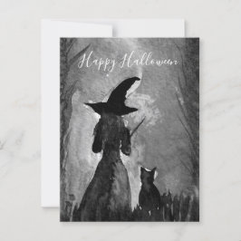 Halloween Black Cat Zauber Postkarte