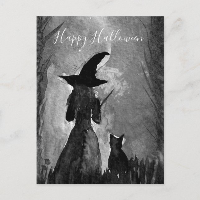 Halloween Black Cat Zauber Postkarte (Vorderseite)