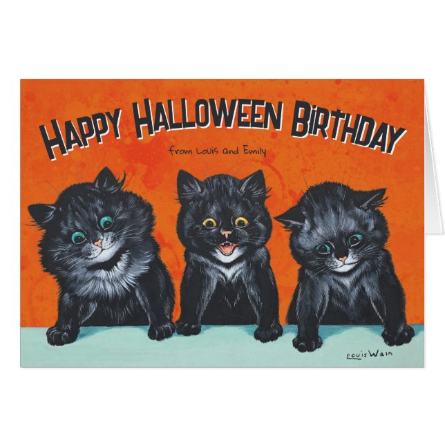 Halloween Black Cats L. Wain CC1285 Karte (Vorderseite (Horizontal))
