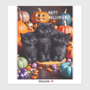 Halloween Black Cats mit Pumpkins und Candy Aufkleber
