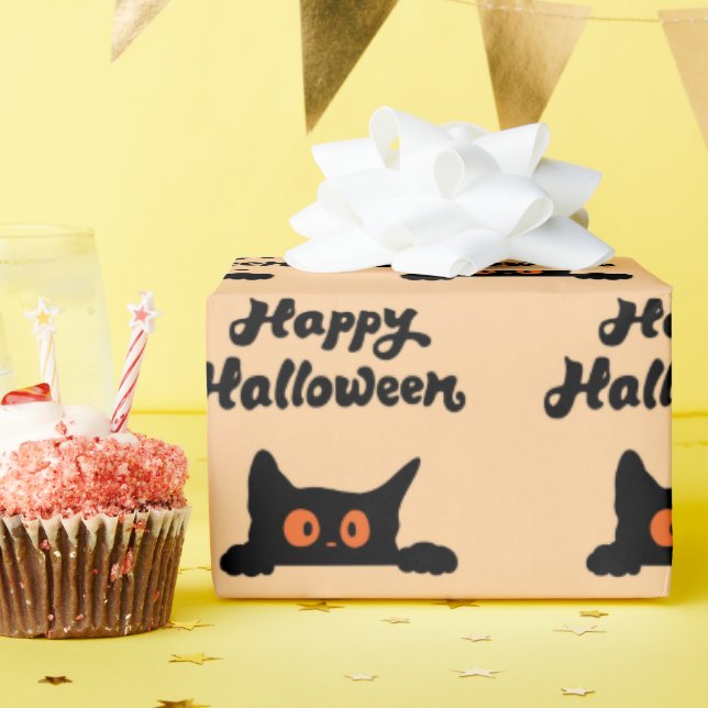 Halloween Black Cats Nahtloses Wrapping-Papier Geschenkpapier (Geburtstagsparty)