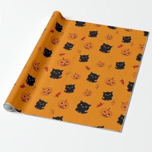 Halloween Black Cats und Pumpkins Muster Geschenkpapier