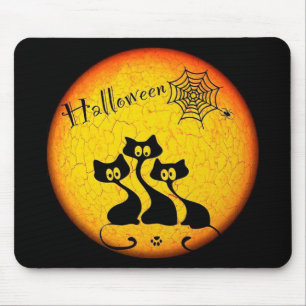Halloween Black Cats und Spiegellerie Mousepad