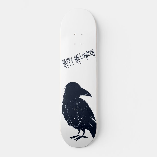Halloween Black Crow Silhouette Skateboard Deck (Vorderseite)