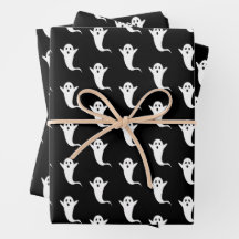Halloween Black Ghost Pattern Wrapping Paper