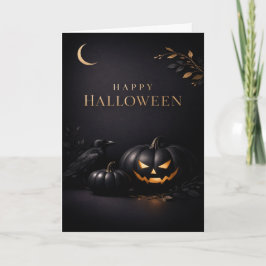 Halloween Black Gold Pumpkins Karte