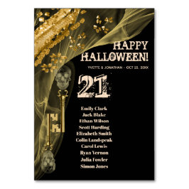 Halloween Black & Gold Skeletttasten Tischnummer