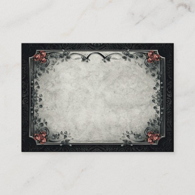 Halloween Black & Grey Rote Rosen BLANK Platzkarte (Vorderseite)