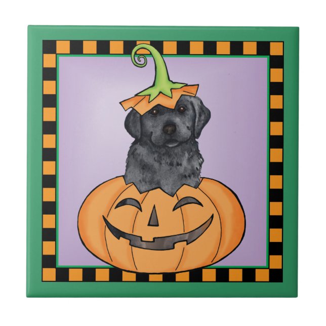 Halloween Black Lab Fliese (Vorderseite)