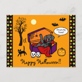 Halloween Black Lab Vampire Postkarte