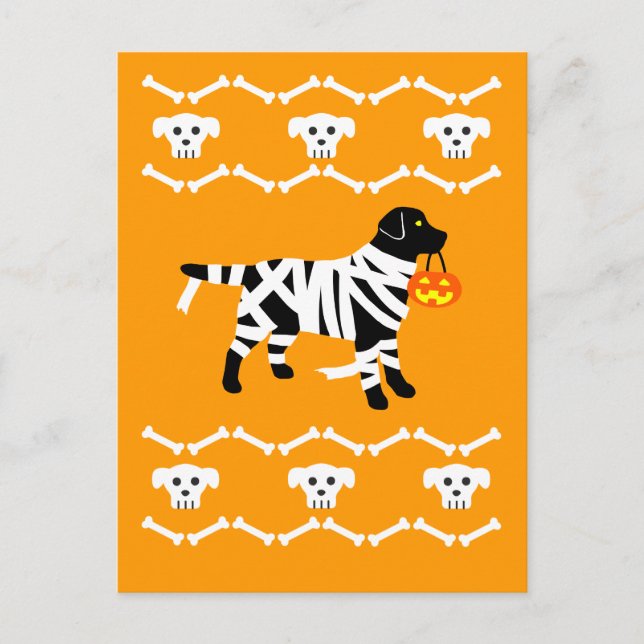Halloween Black Labrador Mummy Postcard Postkarte (Vorderseite)