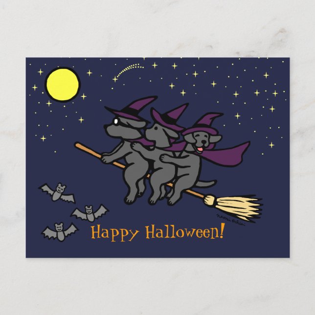 Halloween Black Labrador Riders! Postkarte (Vorderseite)