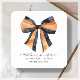 Halloween Black Orange Coquette Bow Babydusche Quadratischer Aufkleber