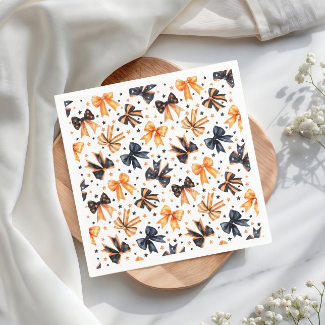 Halloween Black Orange Coquette Bow Serviette (Von Creator hochgeladen)
