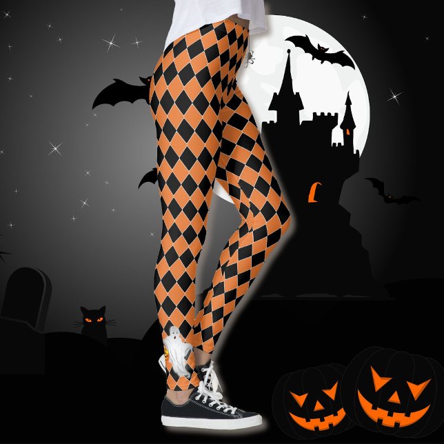 Halloween Black & Orange Ghost Pumpkin Leggings (Von Creator hochgeladen)