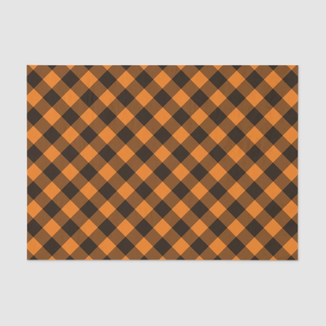 Halloween Black Orange Gingham Karo Pattern Seidenpapier (Vorderseite)