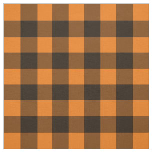 Halloween Black Orange Gingham Karo Pattern Stoff