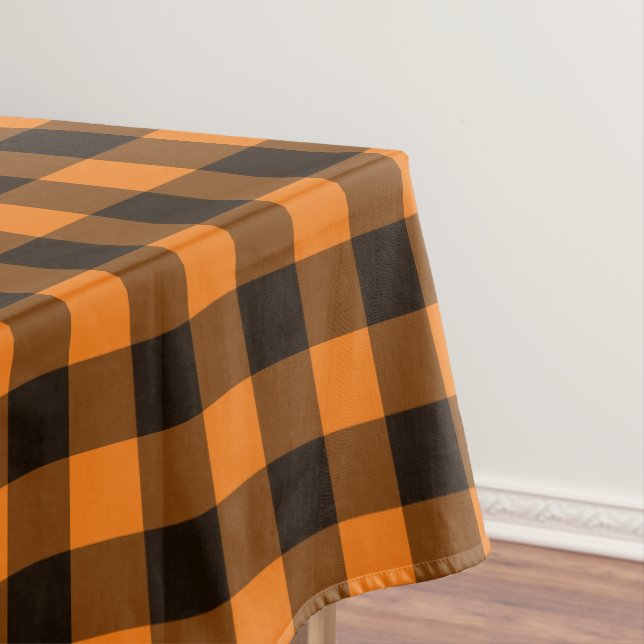 Halloween Black Orange Gingham Karo Pattern Tischdecke (Beispiel)