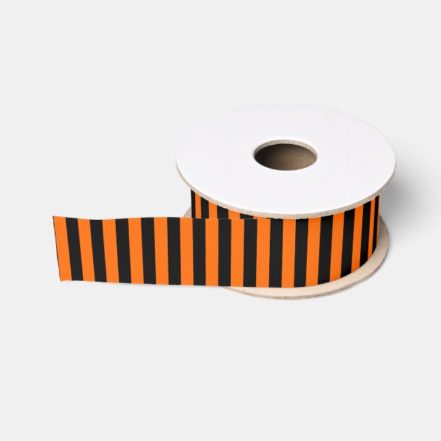 Halloween Black/Orange Strip Ripsband (Spule)