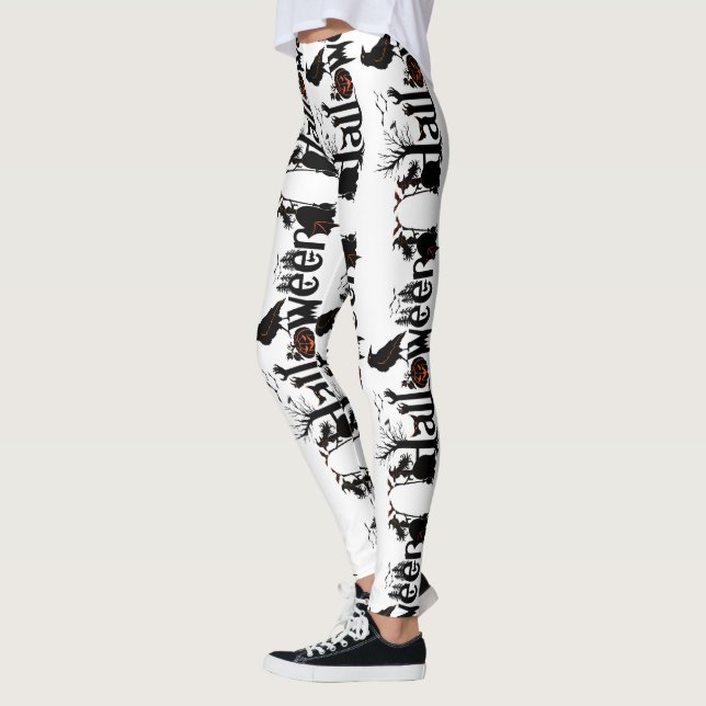Halloween Black & Orange Typografy Concept Leggings (Links)